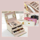 PU Leather Jewelry Storage Case Organizer with Drawers Beauty Iconix 