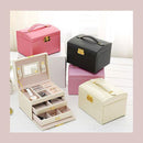 PU Leather Jewelry Storage Case Organizer with Drawers Beauty Iconix 