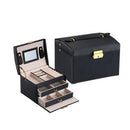PU Leather Jewelry Storage Case Organizer with Drawers Beauty Iconix 