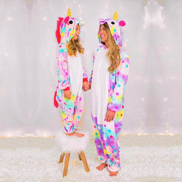Iconix 1 Piece Unisex Comfortable Adults Purple Starry Unicorn Onesie