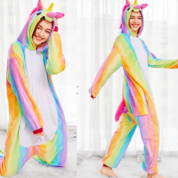 Iconix 1 Piece Unisex Comfortable Adults Rainbow Starry Unicorn Onesie