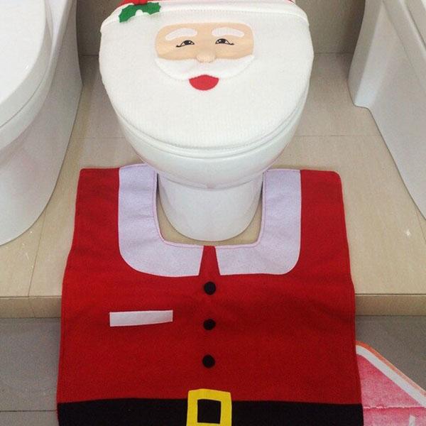 Red Smiling Santa Christmas Bathroom Decor | 3pc Party & Fun Iconix 