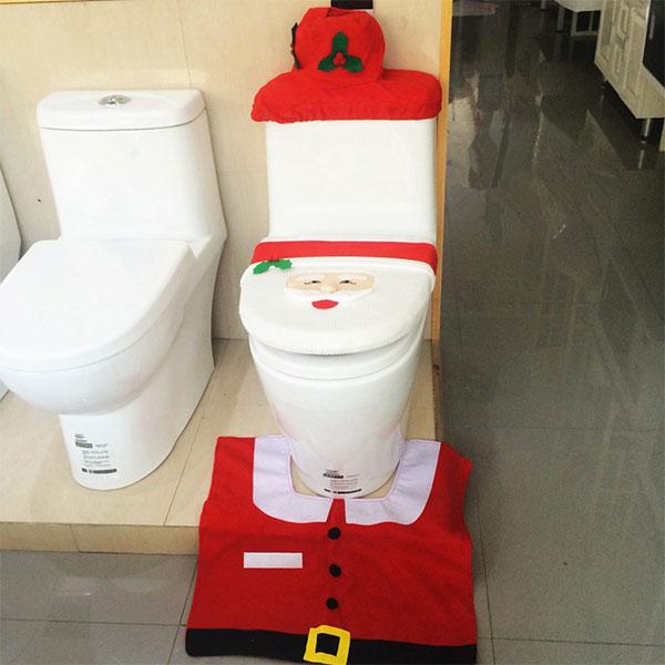 Red Smiling Santa Christmas Bathroom Decor | 3pc Party & Fun Iconix 