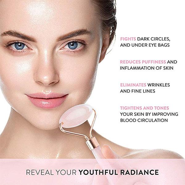 Rose Quartz Facial Massage Jade Roller Iconix 