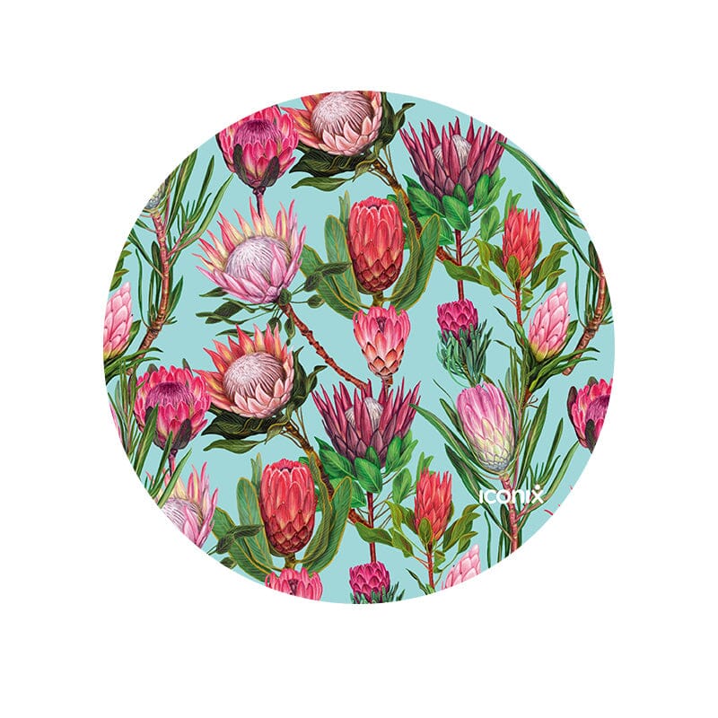 Round Pink Protea Mouse Pad Mouse Pads Iconix 
