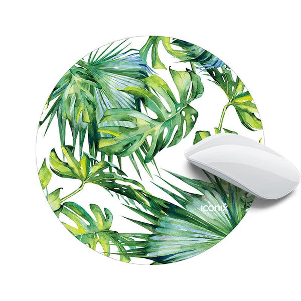 Round Tropical Leaf Mouse Pad Mouse Pads Iconix 