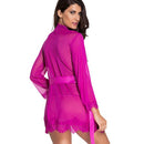 Sheer Lace Trim Purple Robe With Thong Purple -R80182-3 After Dark Iconix 