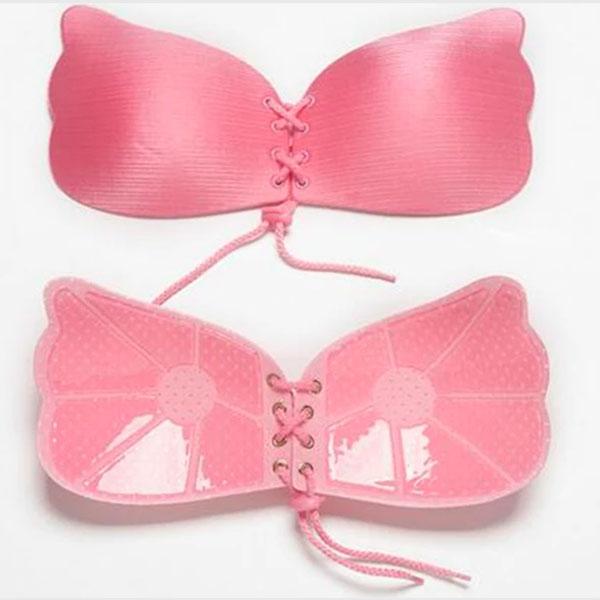 Strapless Backless Adhesive Invisible Push-up Reusable Butterfly Bra - Pink Invisible Bra Iconix 