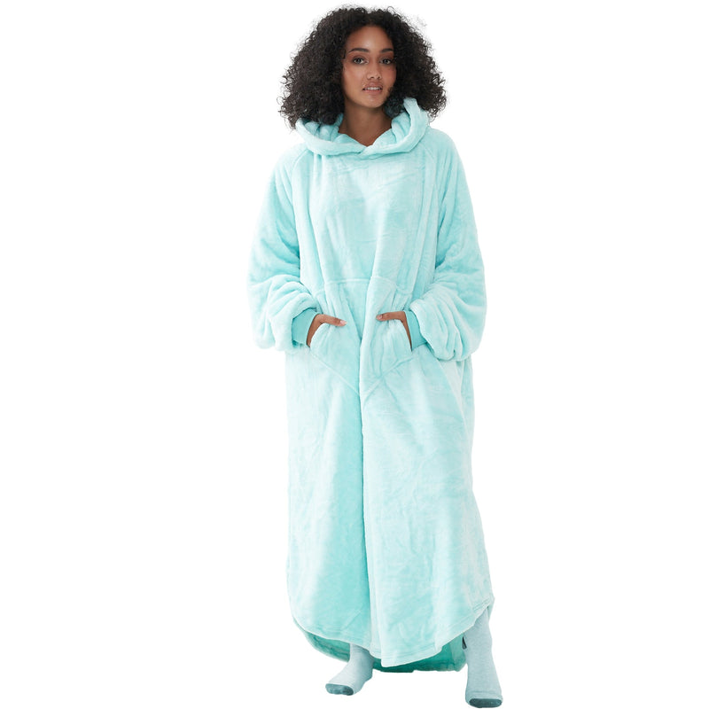 Teal Oversized Floor-Length Body Blanket Hoodie Adult Blanket Hoodies Iconix 