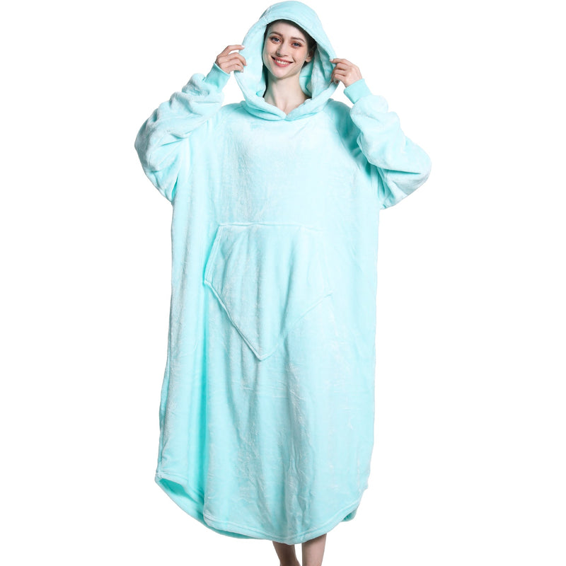 Teal Oversized Floor-Length Body Blanket Hoodie Adult Blanket Hoodies Iconix 