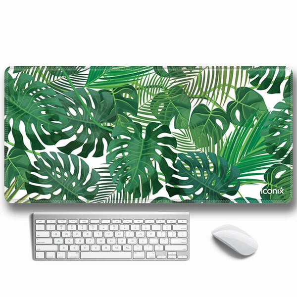 Tropical Leaf Full Desk Coverage Gaming and Office Mouse Pad Mouse Pads Iconix 