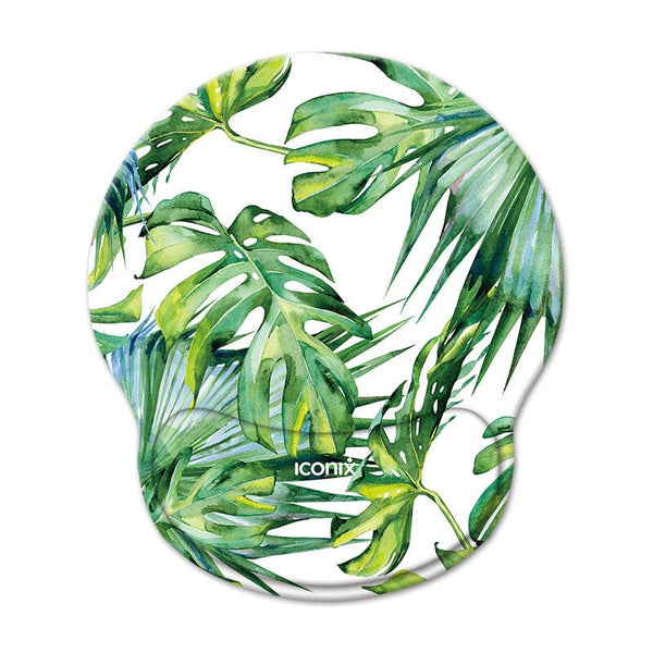 Tropical Leaf Mouse Pad with Gel Wrist Guard Support Mouse Pads Iconix 
