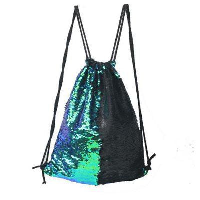 Two Colour Sequin Mermaid Drawstring Bag Iconix Green/Black 