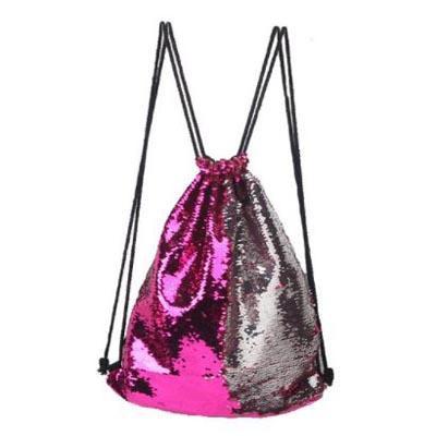 Two Colour Sequin Mermaid Drawstring Bag Iconix Hot Pink/Silver 