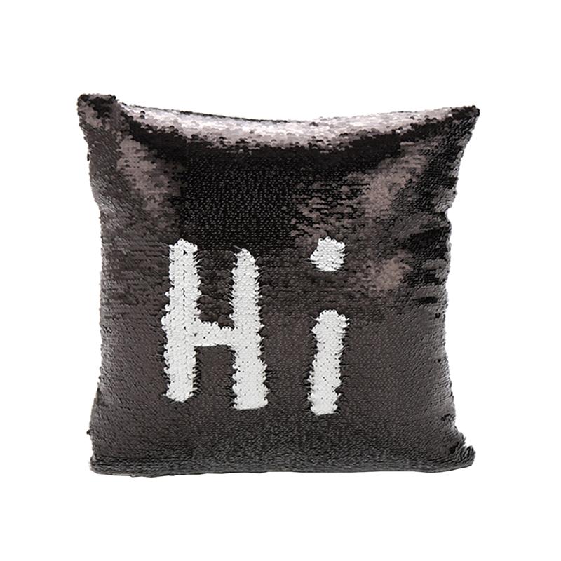 Two Way Mermaid Sequin Pillow or Cushion Iconix Black/Silver 