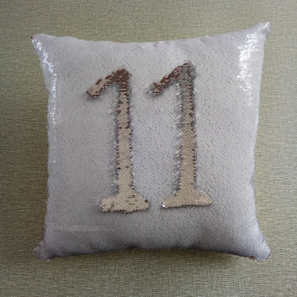 Two Way Mermaid Sequin Pillow or Cushion Iconix White/Silver 