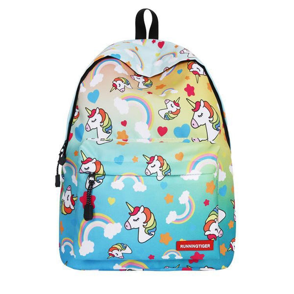Unicorn Rainbow Printed Kids Backpack -Green Backpack Iconix 
