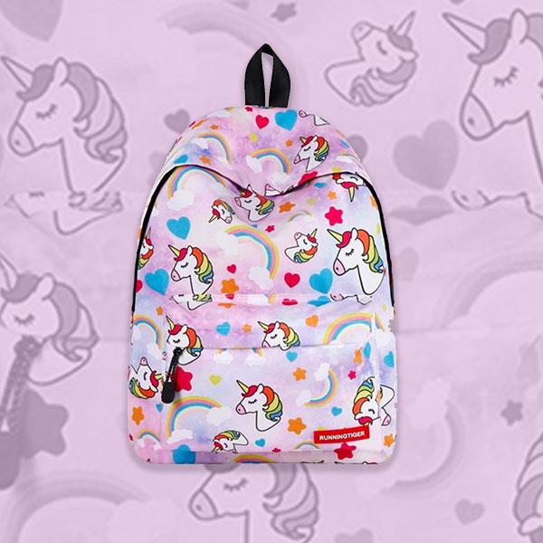 Unicorn Rainbow Printed Kids Backpack - Light Pink Backpack Iconix 