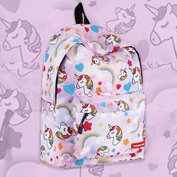 Unicorn Rainbow Printed Kids Backpack - Light Pink Backpack Iconix 