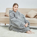 Unisex Grey Oversized Plush Hooded Blanket Adult Blanket Hoodies Iconix 