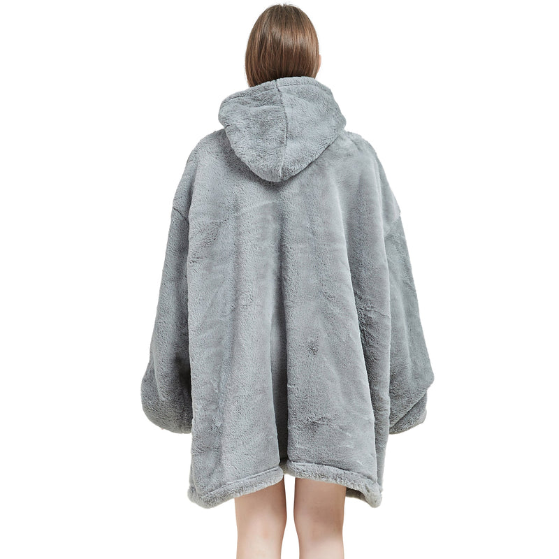 Unisex Grey Oversized Plush Hooded Blanket Adult Blanket Hoodies Iconix 
