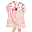 Unisex Multi-coloured Unicorn Oversized Plush Blanket Hoodie Adult Blanket Hoodies Iconix 