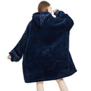 Unisex Navy Blue Oversized Plush Hooded Blanket Adult Blanket Hoodies Iconix 