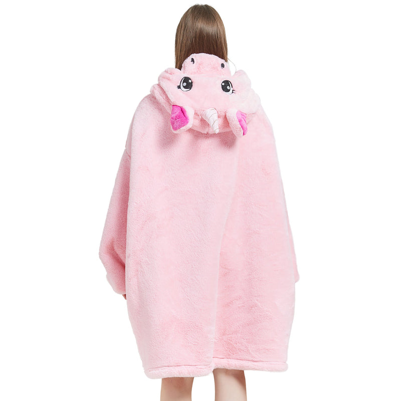 Unisex Pink Unicorn Oversized Plush Hooded Blanket Adult Blanket Hoodies Iconix 
