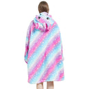 Unisex Purple and Blue Unicorn Oversized Plush Blanket Hoodie Adult Blanket Hoodies Iconix 