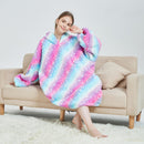 Unisex Purple and Blue Unicorn Oversized Plush Blanket Hoodie Adult Blanket Hoodies Iconix 