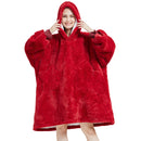 Unisex Red Oversized Plush Hooded Blanket Adult Blanket Hoodies Iconix 