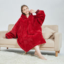Unisex Red Oversized Plush Hooded Blanket Adult Blanket Hoodies Iconix 