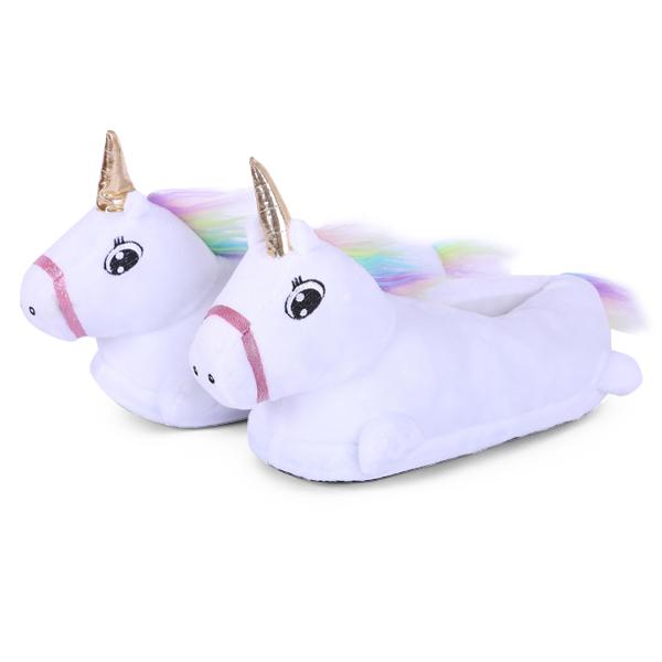 White Fluffy Unicorn Slippers Unicorn Slipper Iconix 