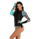 Women's Aqua Geometrics Long Sleeve Two-Piece Swimwear Long Sleeve Swimwear Iconix 
