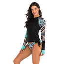 Women's Aqua Geometrics Long Sleeve Two-Piece Swimwear Long Sleeve Swimwear Iconix 