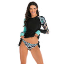Women's Aqua Geometrics Long Sleeve Two-Piece Swimwear Long Sleeve Swimwear Iconix 
