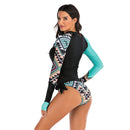 Women's Aqua Geometrics Long Sleeve Two-Piece Swimwear Long Sleeve Swimwear Iconix 