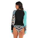 Women's Aqua Geometrics Long Sleeve Two-Piece Swimwear Long Sleeve Swimwear Iconix 