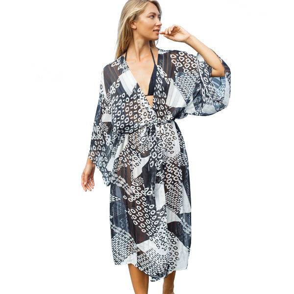 Women's Black and White Prism Beach Cover-up beach cover-ups Iconix 