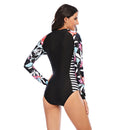 Women's Black Blossom Long Sleeve Zip Swimwear Long Sleeve Swimwear Iconix 
