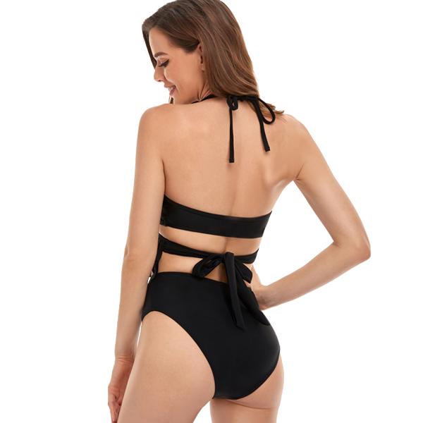 Women's Black Fringe Crossover Two-piece Bikini Bikini Iconix 
