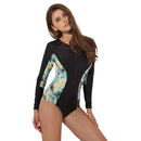 Women's Black Island Dreams Long Sleeve Zip Swimwear Long Sleeve Swimwear Iconix 