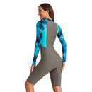 Women's Blue and Grey Crush Long Sleeve Shorts Swimwear Long Sleeve Swimwear Iconix 