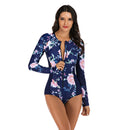 Women's Blue and Pink Long Sleeve Zip Swimwear Long Sleeve Swimwear Iconix 