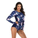 Women's Blue and Pink Long Sleeve Zip Swimwear Long Sleeve Swimwear Iconix 