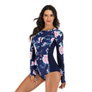 Women's Blue and Pink Long Sleeve Zip Swimwear Long Sleeve Swimwear Iconix 