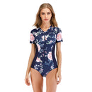 Women's Blue and Pink Short Sleeve Zip Swimwear Long Sleeve Swimwear Iconix 