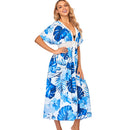 Women's Blue and White Fern Beach Cover-up beach cover-ups Iconix 