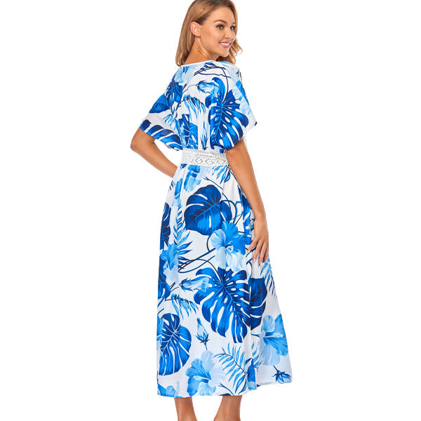 Women's Blue and White Fern Beach Cover-up beach cover-ups Iconix 