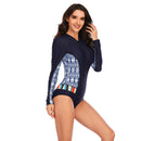 Women's Blue Bonds Long Sleeve Zip Swimwear Long Sleeve Swimwear Iconix 
